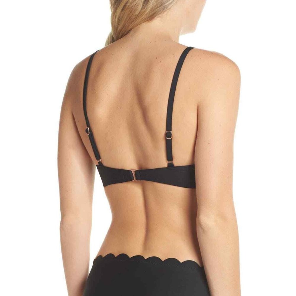 New Chelsea28 XXL Scallop Triangle Bikini Top Black Womens Swim NWT - Picture 2 of 2